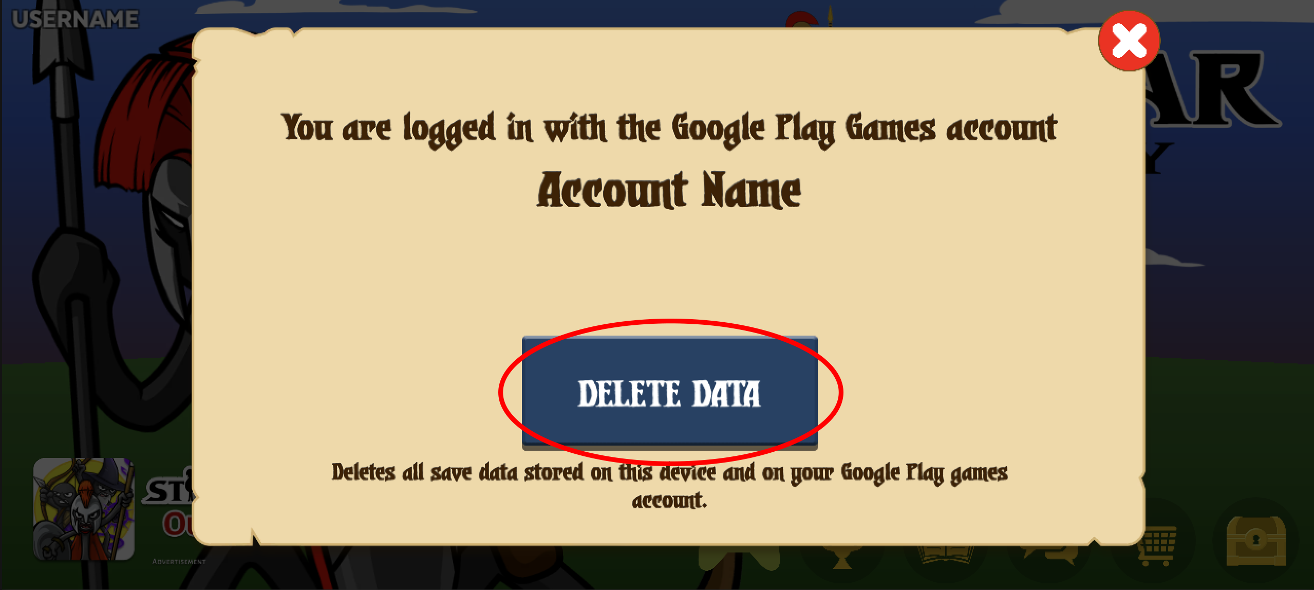 Delete Account Screenshot